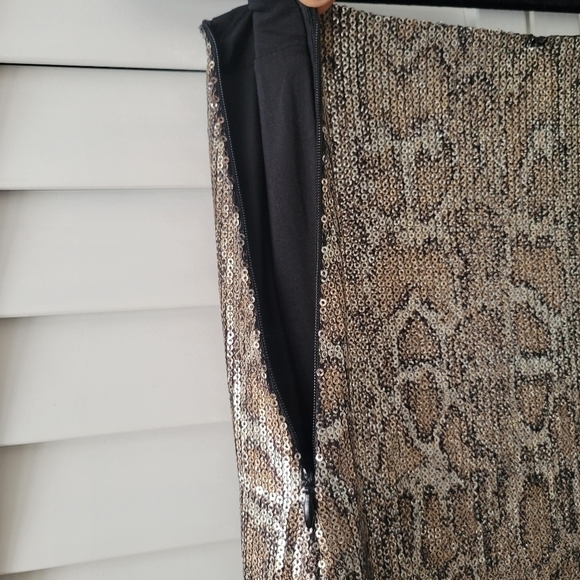 Zara Knit Sequin Snake Print A-line Midi Skirt Size M - Picture 7 of 12